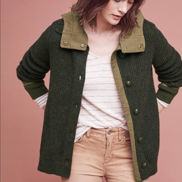 Anthropologie Sweaters - Anthro Sleeping on Snow Evergreen Sweater Jacket S